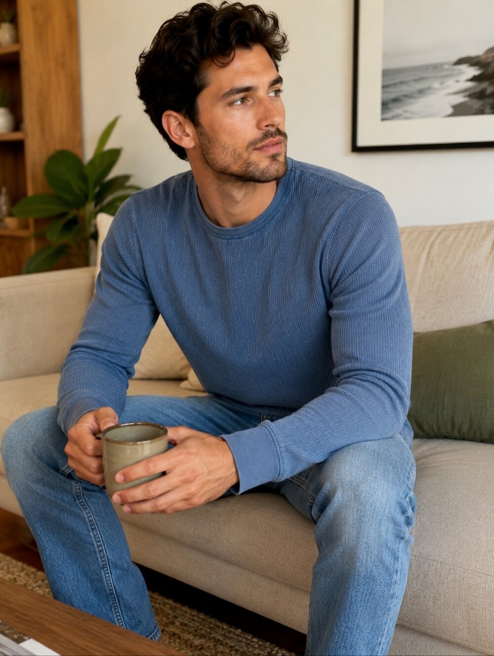 Banana Republic Men's Long Sleeve Crewneck Sweater - Blue